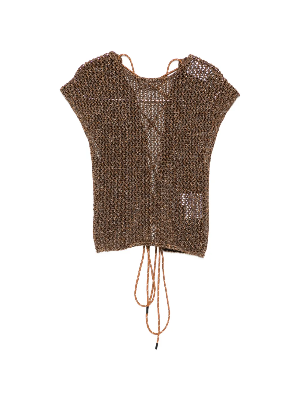 Alpha Studio Open-knit Top In Brown