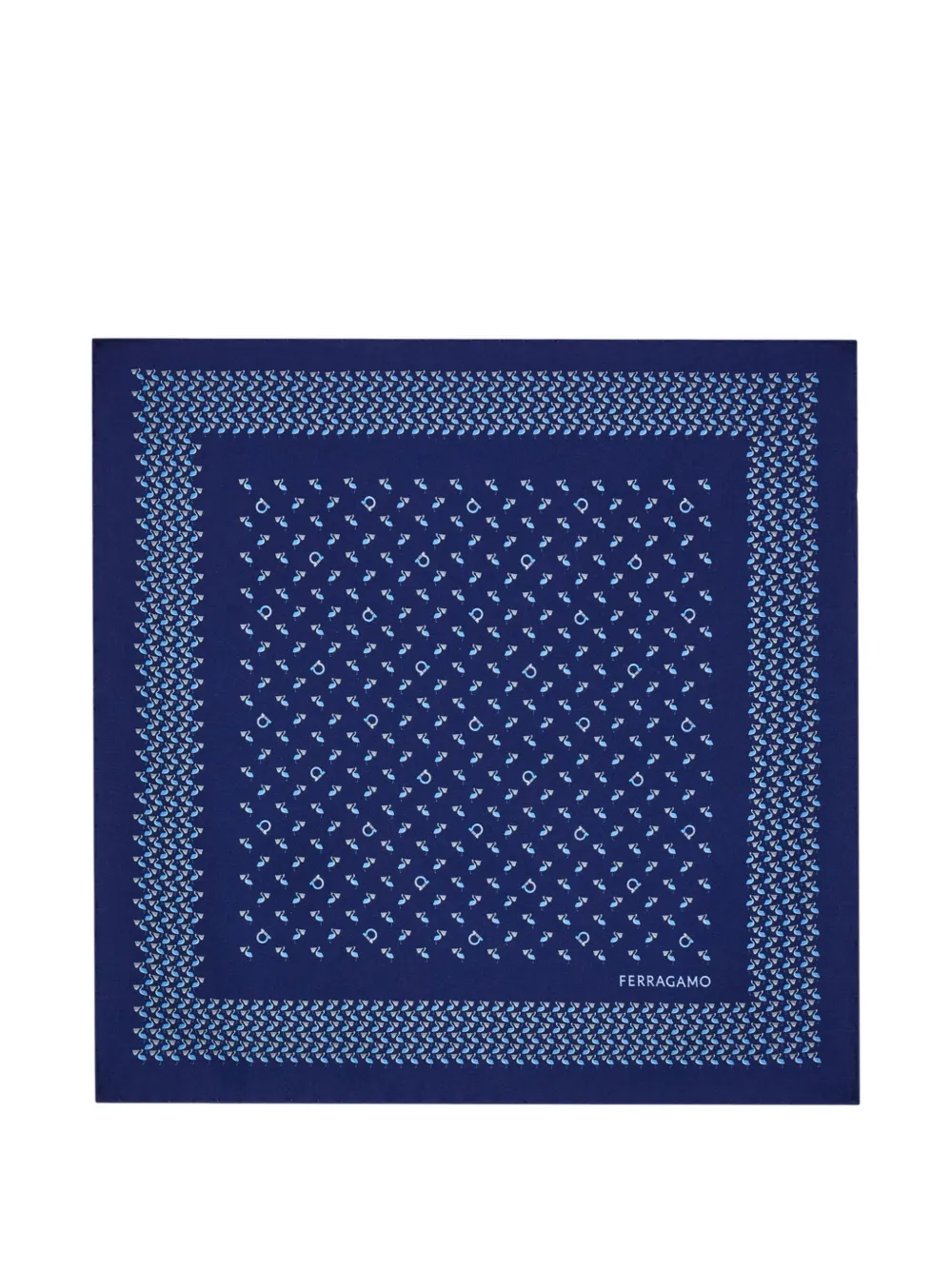 Ferragamo pelican print silk pocket square - Blu