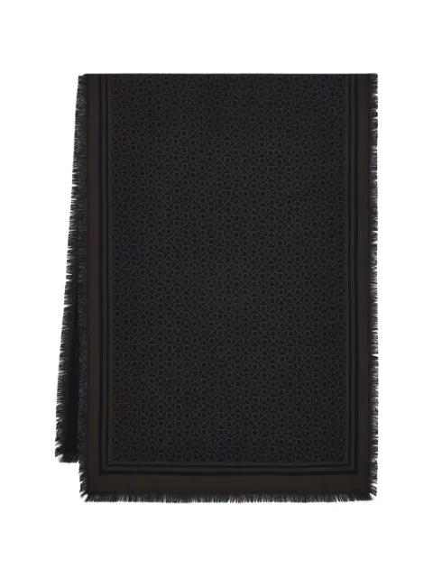 Ferragamo geometric fringed wool scarf