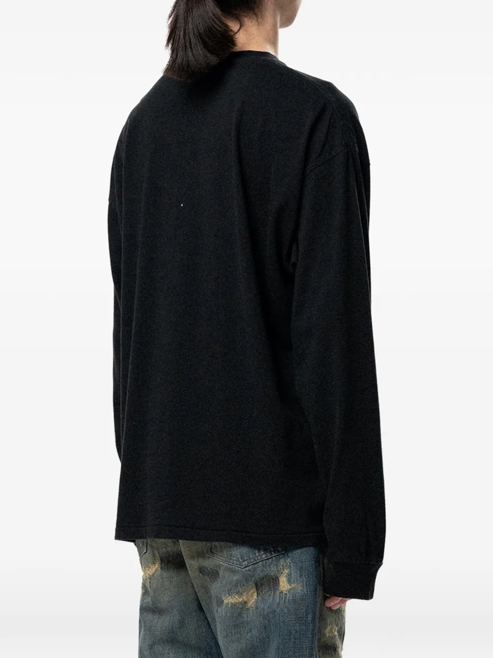 KAMIYA T-shirt met lange mouwen en grafische print Zwart