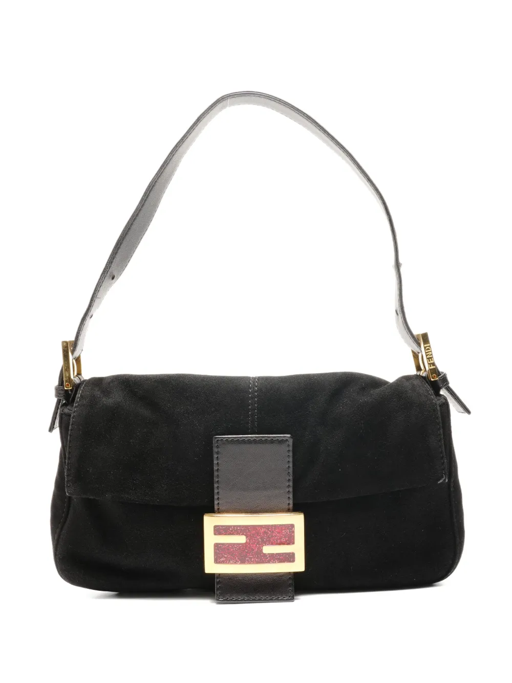 Fendi Pre-Owned 2000s ff-logo suede shoulder bag - Nero