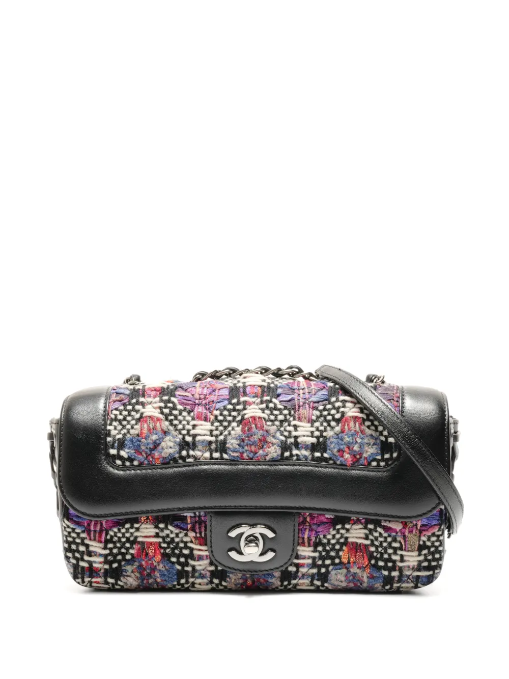 CHANEL Pre-Owned 2016 tweed lace-up shoulderbag - Nero