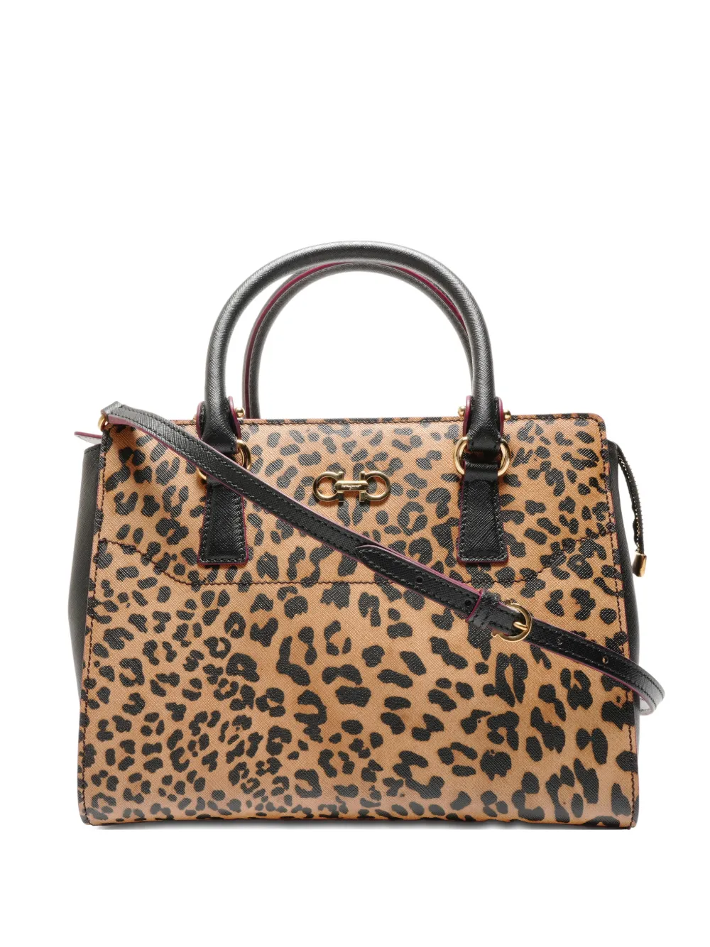 Ferragamo Pre-Owned 2000s Ganchini leopard shoulder bag - Toni neutri