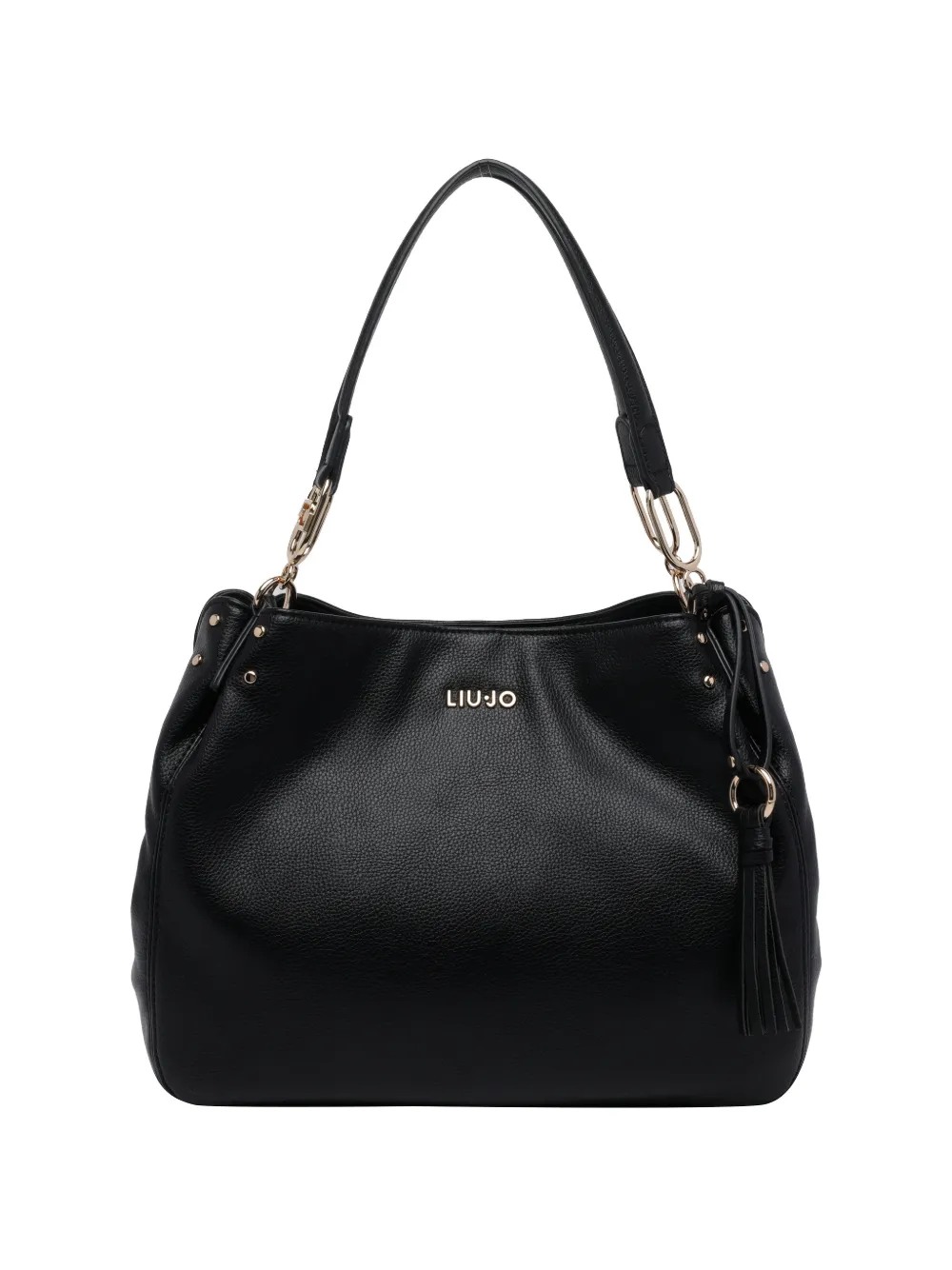 LIU JO logo-plaque tassel shoulder bag - Nero