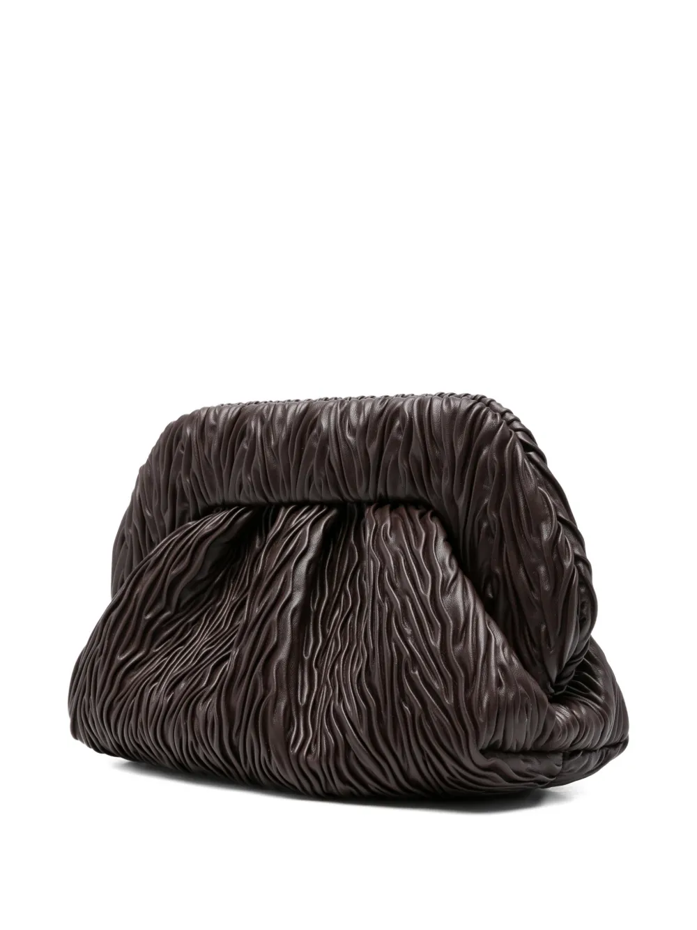  Themoirè Medium Bios Ruched Shoulder Bag - Brown 