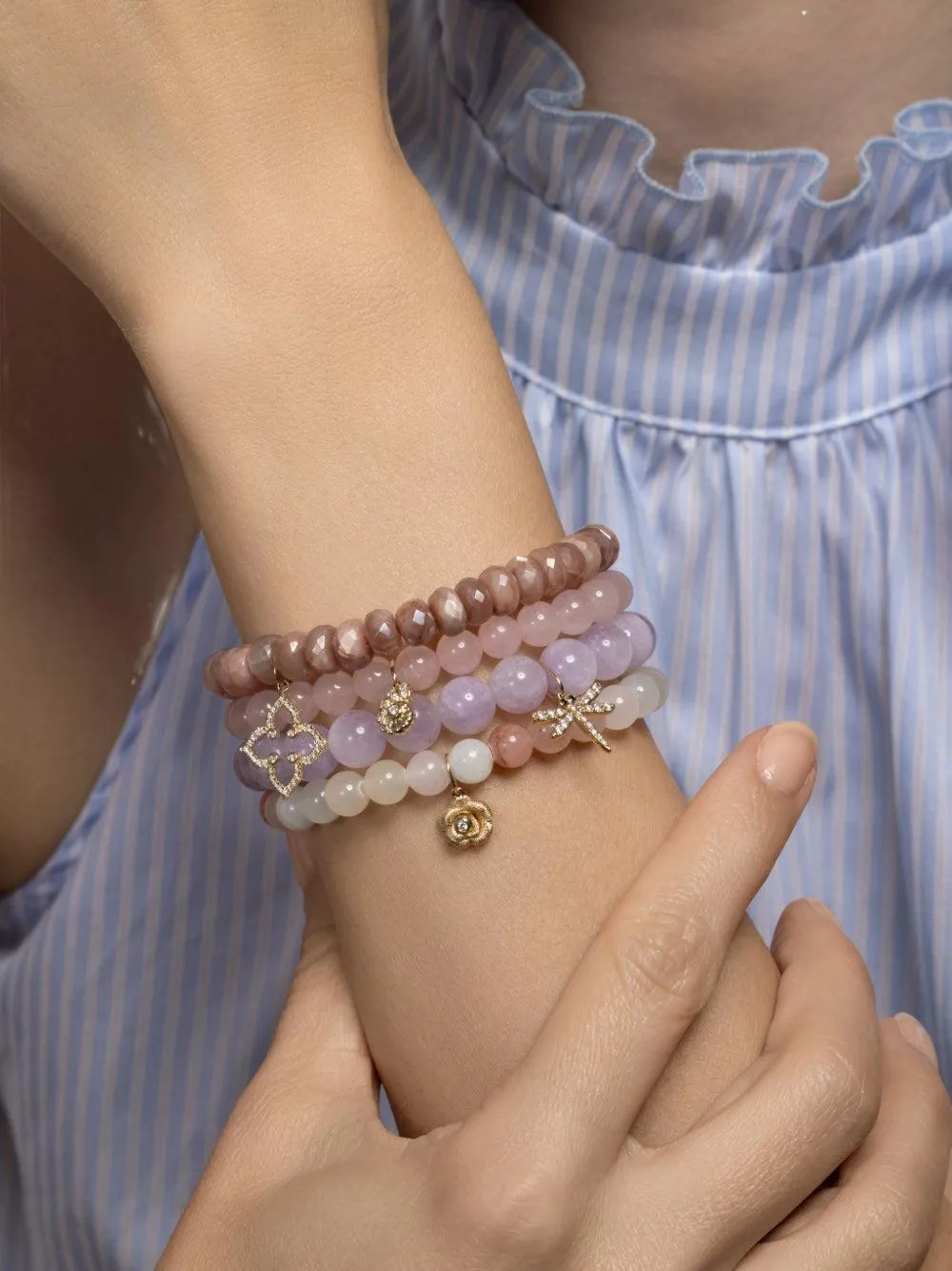 Sydney Evan flower charm bracelet - Brown