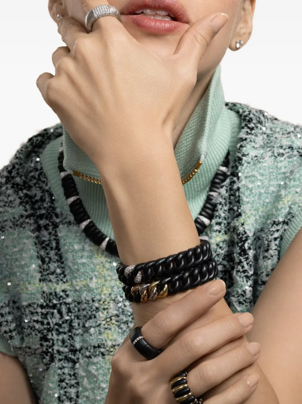  Roberto Demeglio Link Groumette Diamond Bracelet - Silver 