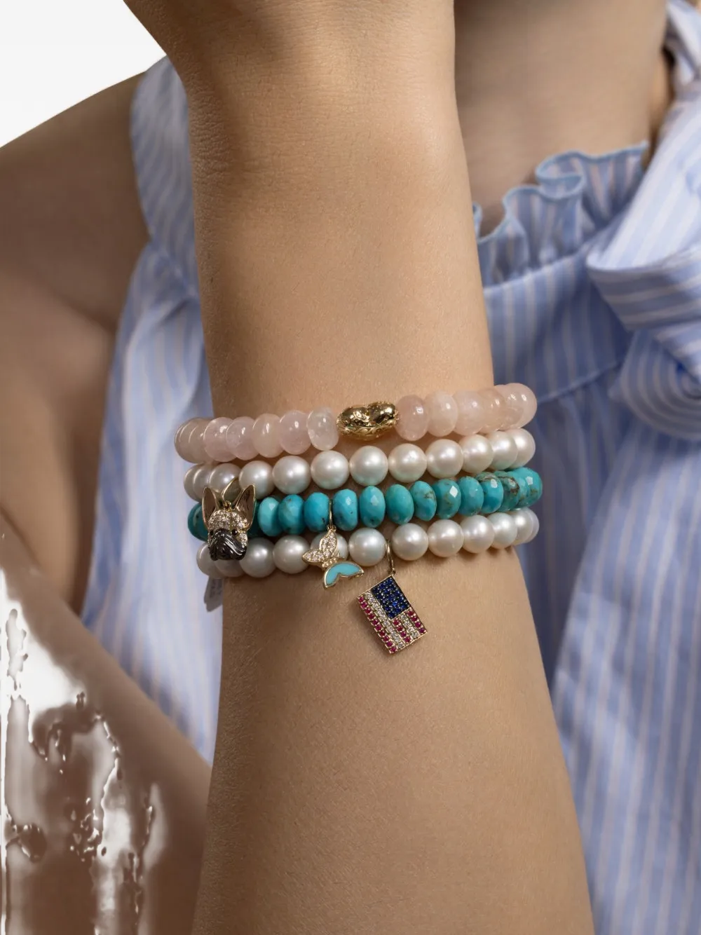 Sydney Evan Puffy-heart Charm Bracelet In Multi