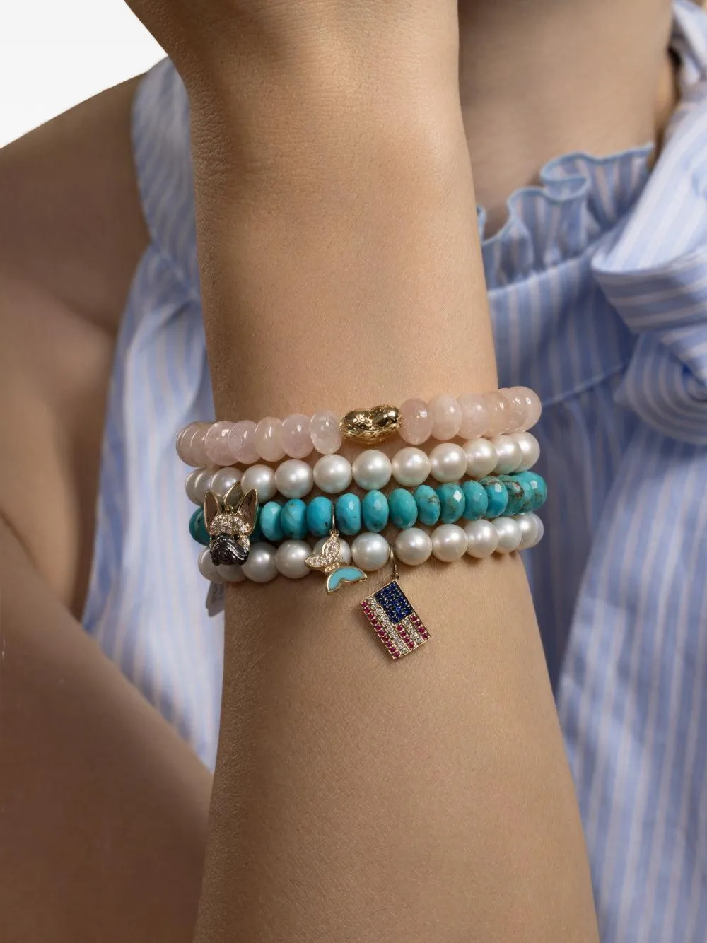 Sydney Evan puffy-heart charm bracelet - Oro