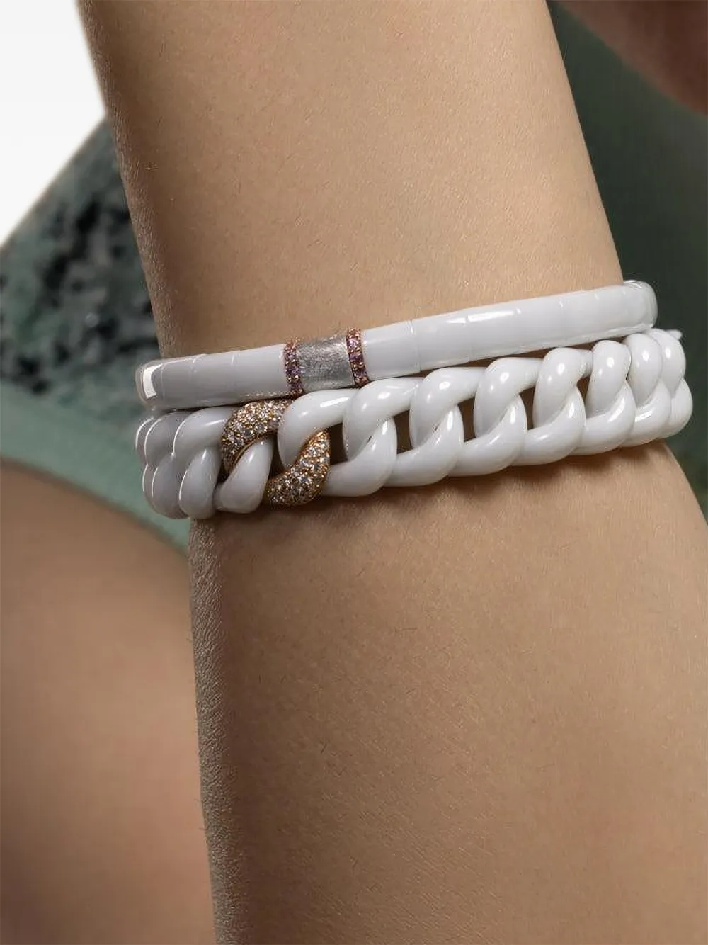  Roberto Demeglio Groumette Stretch Bracelet - White 