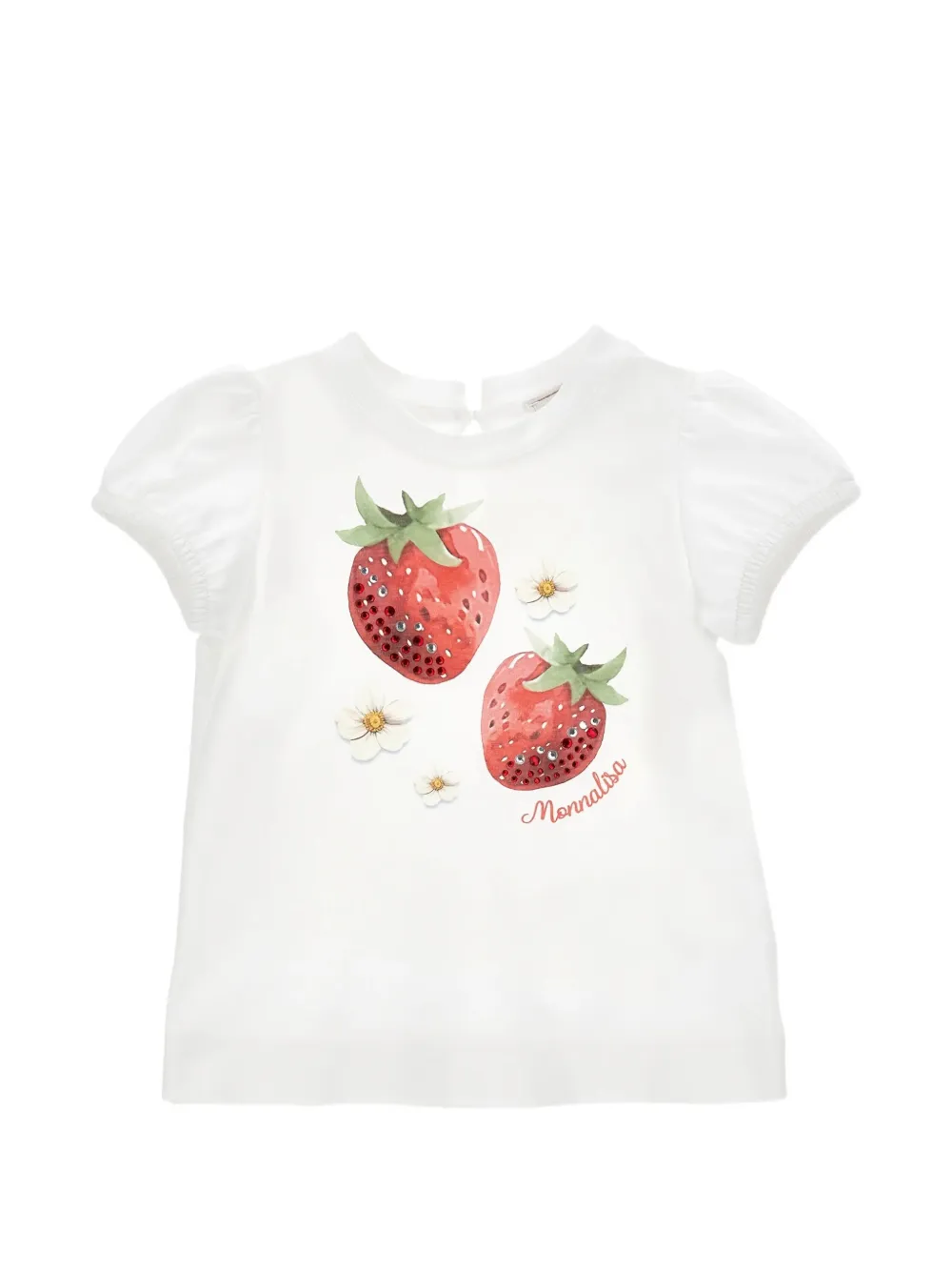 Monnalisa balloon-sleeve strawberry T-shirt - Bianco