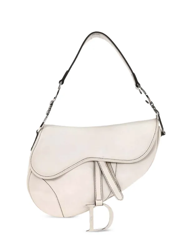Dior Pre-owned 2005 Saddle Leather Shoulder Bag in White