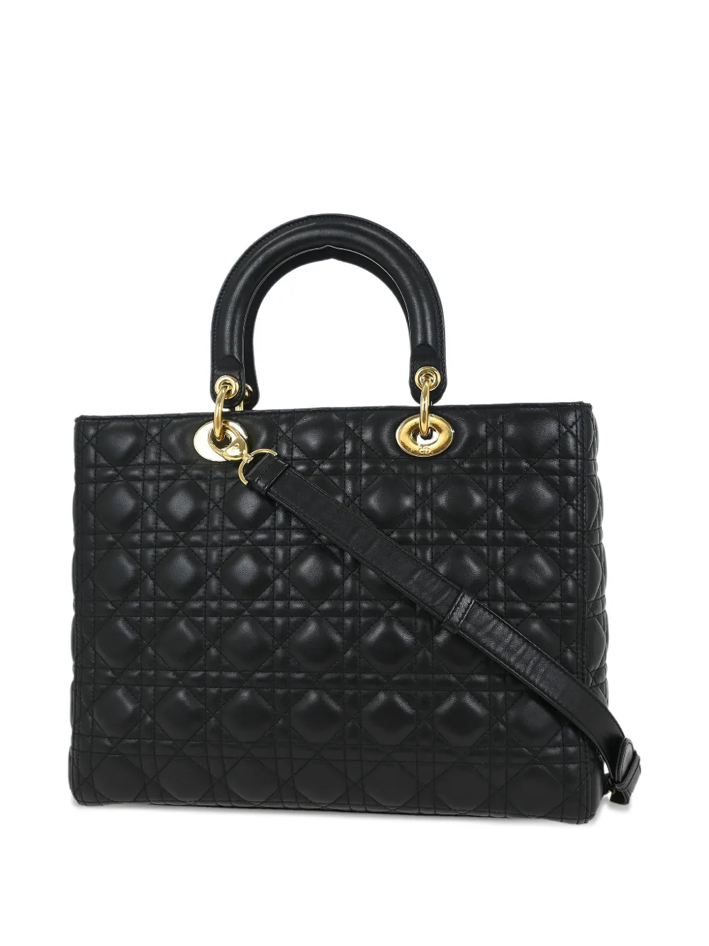 Christian Dior Pre-Owned 2017s Lady Dior Cannage leren shopper Zwart