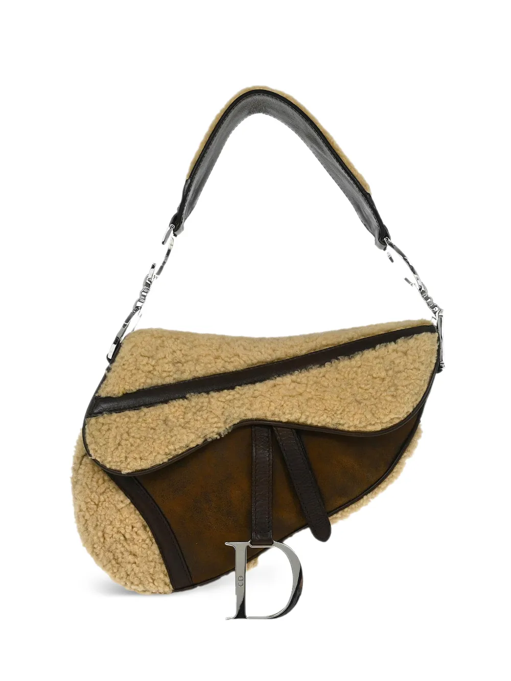 Christian Dior Pre-Owned 2005 Saddle shearling tote bag - Toni neutri