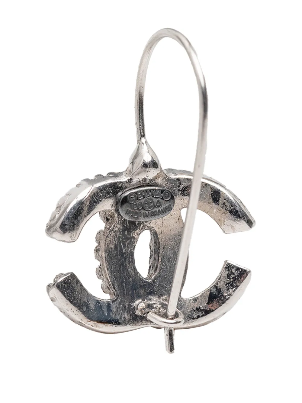 2000 Silver Plated Cc Hook Earrings Costume Earrings