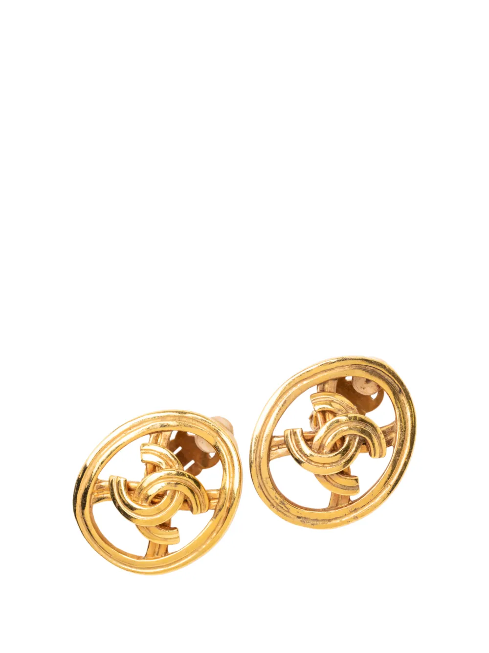 CHANEL Pre-Owned 1996 CC Gold Plated Oval Clip On Earrings costume earrings - Oro