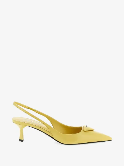 Prada triangle-logo leather pumps