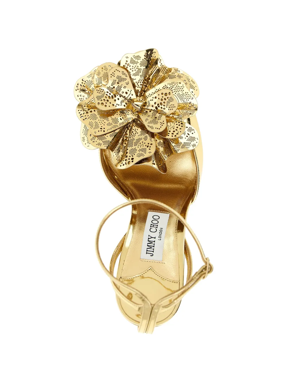Jimmy Choo Mimmi sandalen met bloemapplicatie en enkelbandje Goud