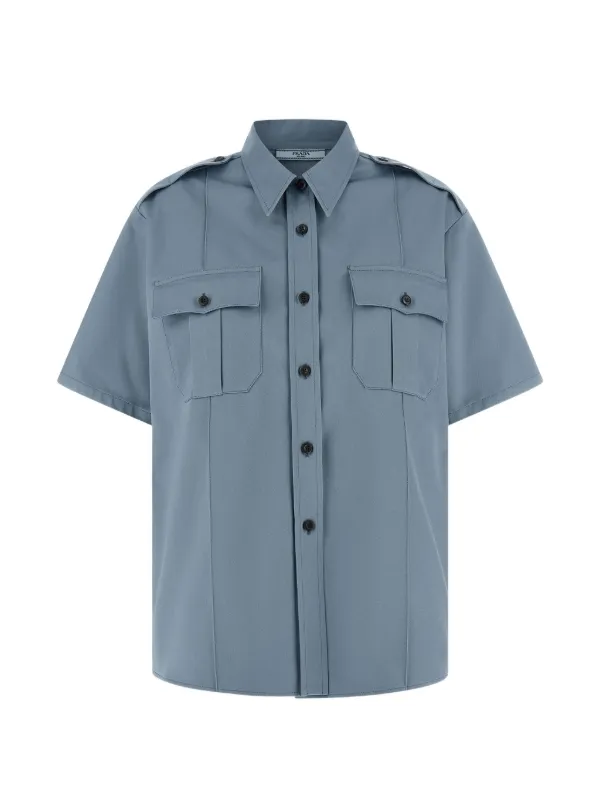 Prada Buttoned Flap-pocket Shirt in Blue
