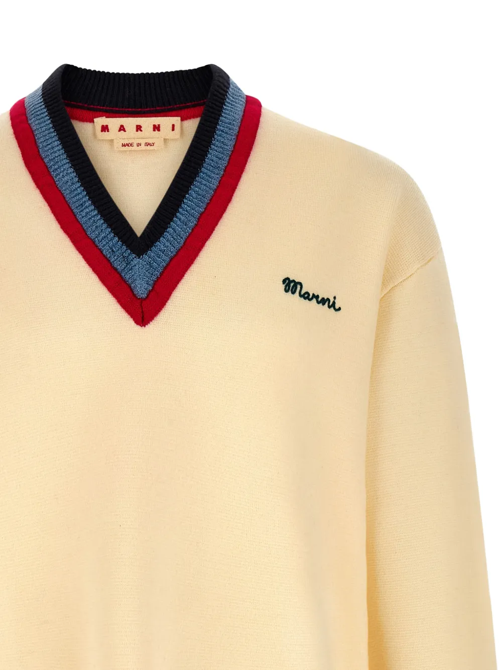 Marni Embroidery V-neck Sweater - Neutrals 