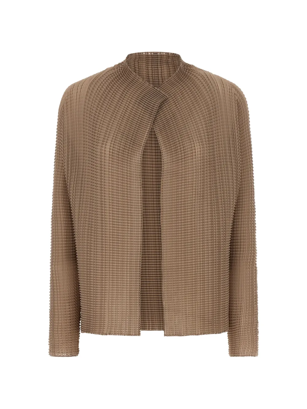 Issey Miyake pleated long-sleeved cardigan - Toni neutri