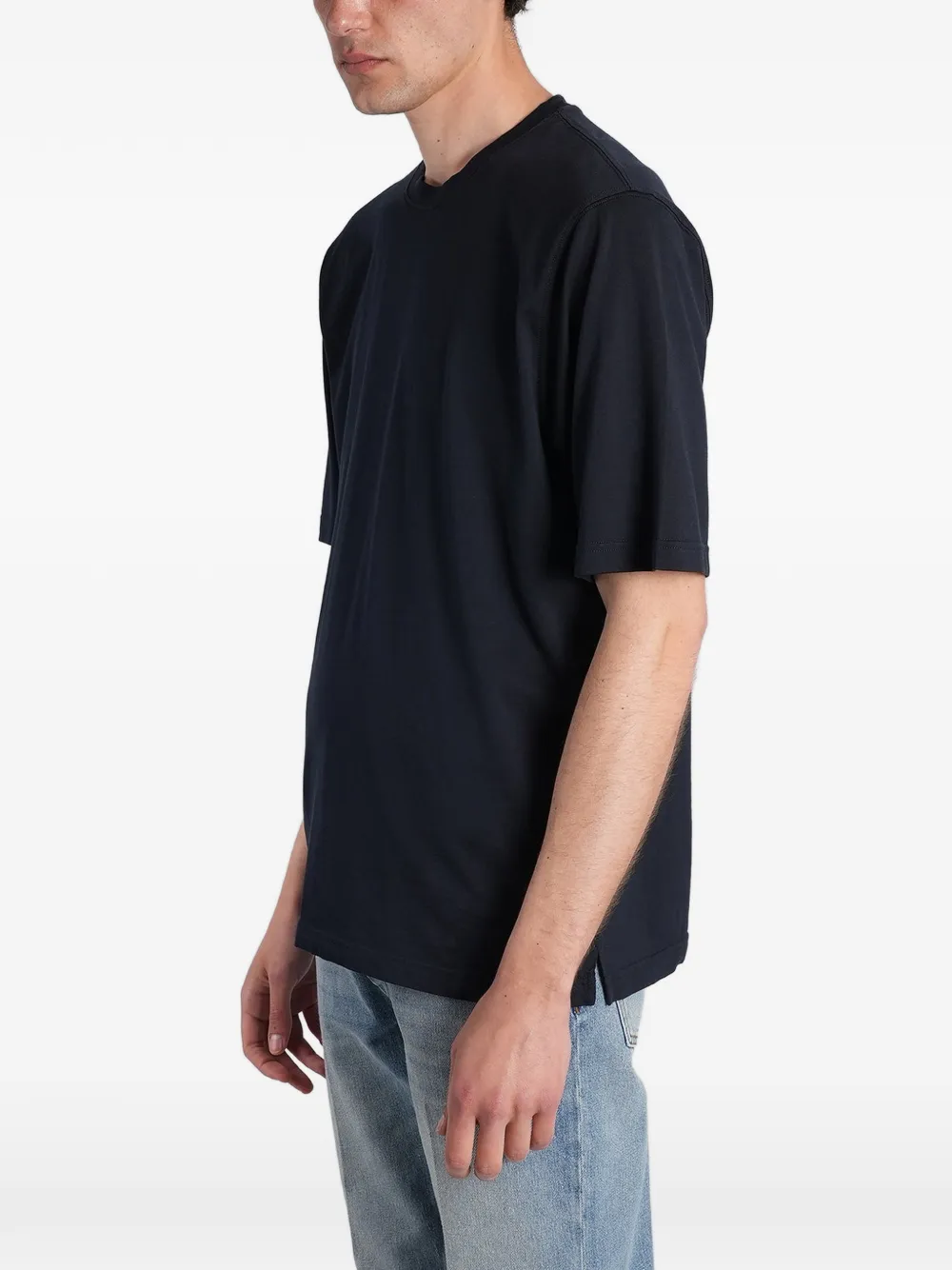 Lardini T-shirt met zijsplit en logolabel Blauw