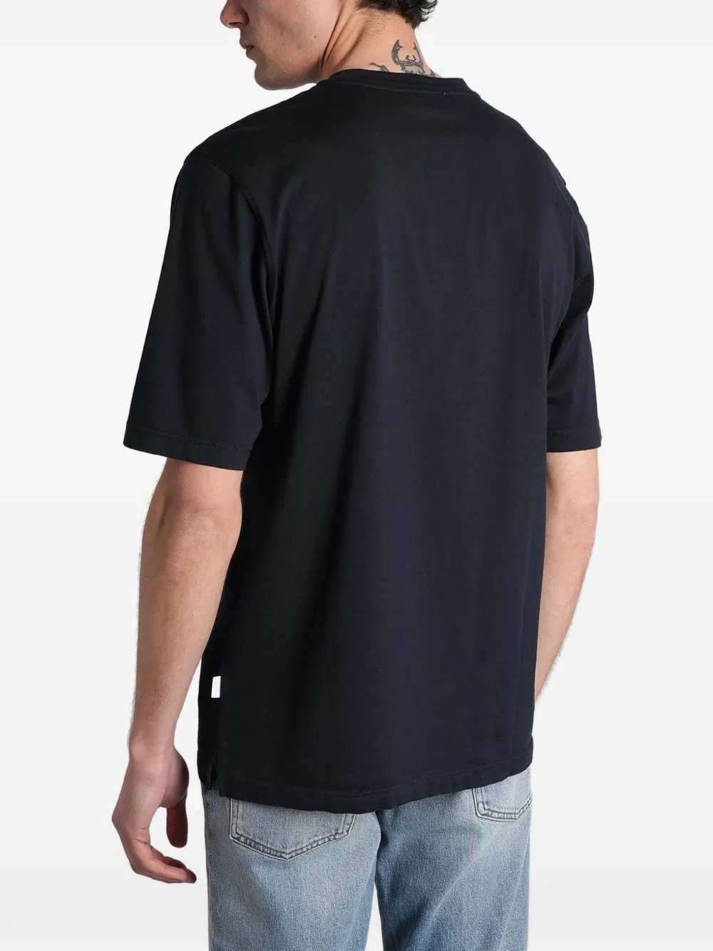 Lardini T-shirt met zijsplit en logolabel Blauw