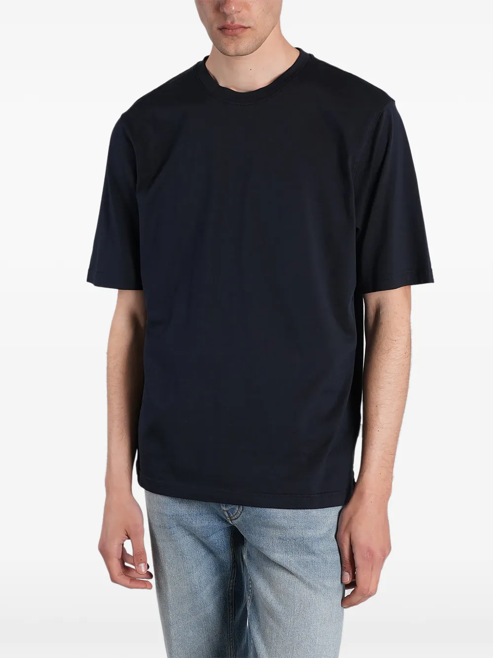 Lardini logo-tag side-slit T-shirt - Blu