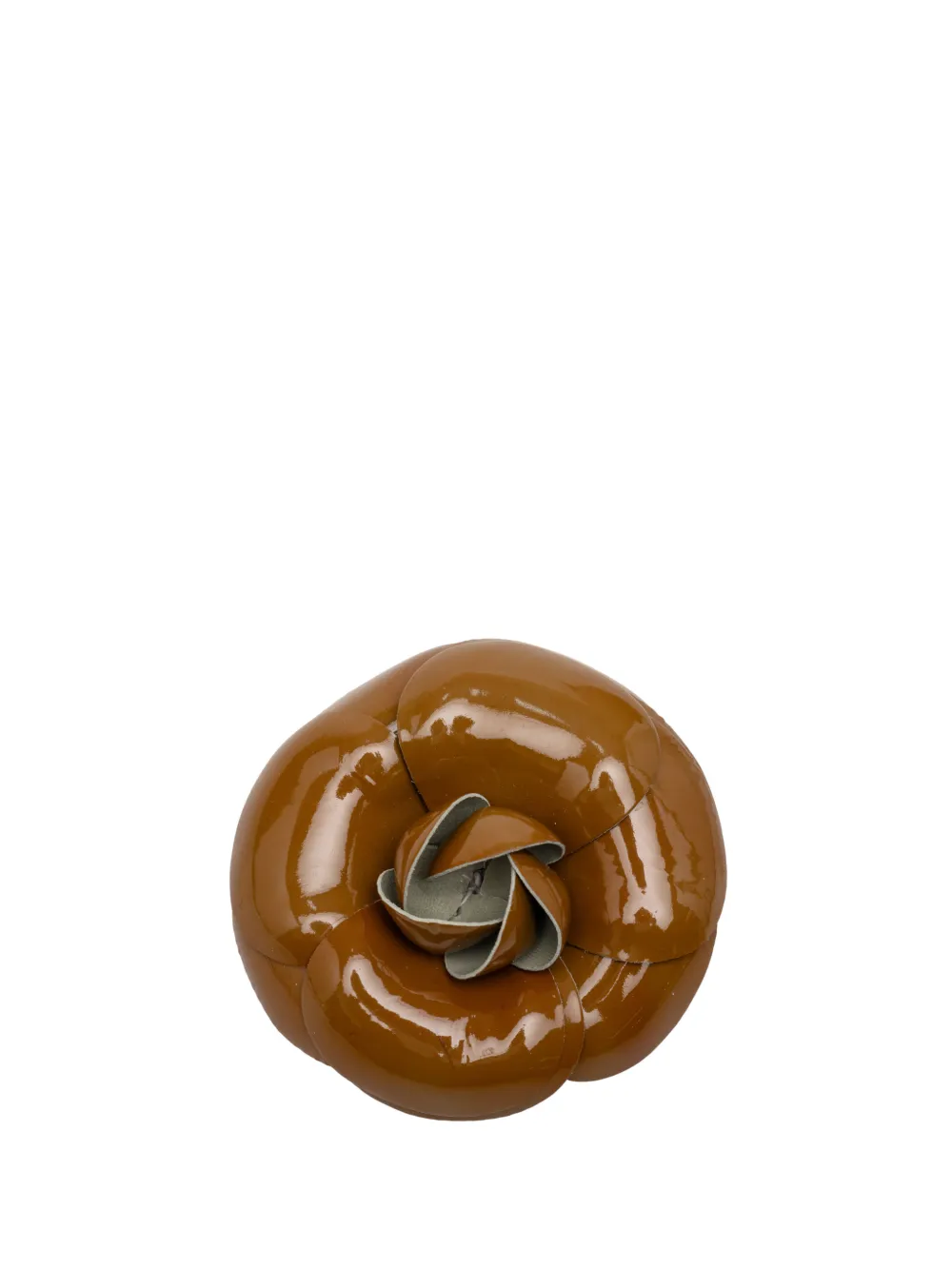 CHANEL Pre-Owned Spilla Camellia lucida 1970-1980 - Marrone