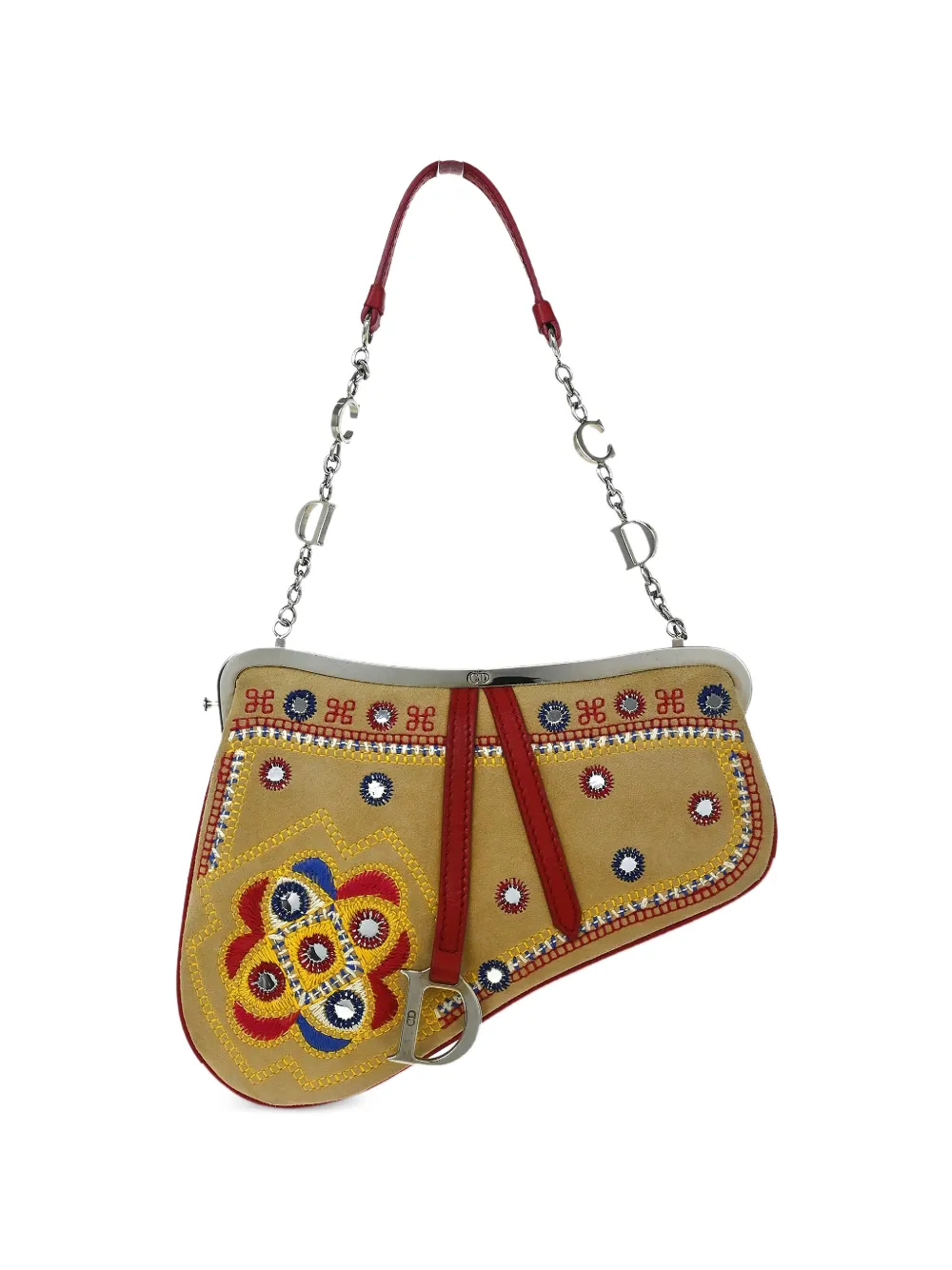 Christian Dior Pre-Owned 2003 Saddle floral-embroidered tote bag - Toni neutri