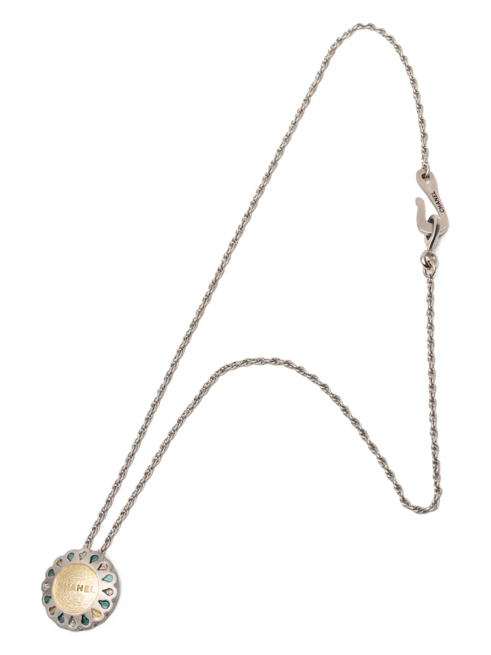 CHANEL Pre-Owned Collana placcata argento con pendente a fiore 1999 - Multicolore