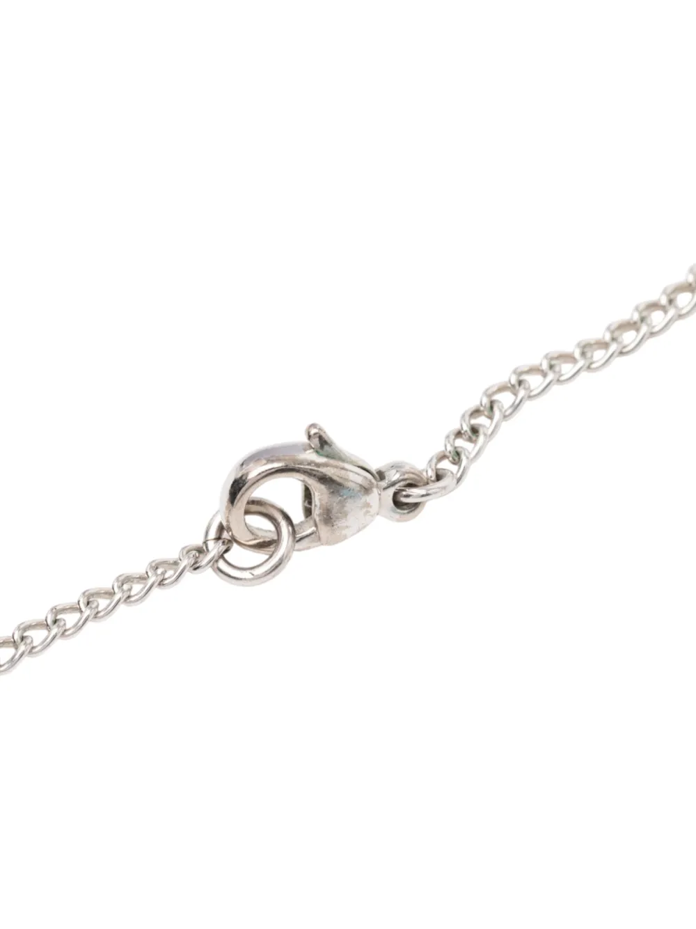 2003 Silver Plated Textured Cc Pendant Necklace Costume Necklace