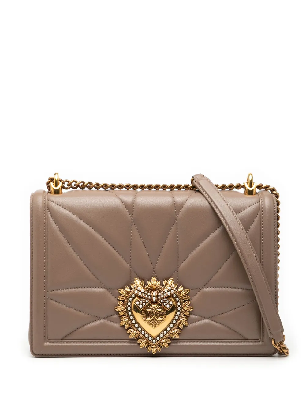 Dolce & Gabbana Pre-Owned 2010-2026 Medium Quilted Nappa Devotion crossbody bag - Marrone