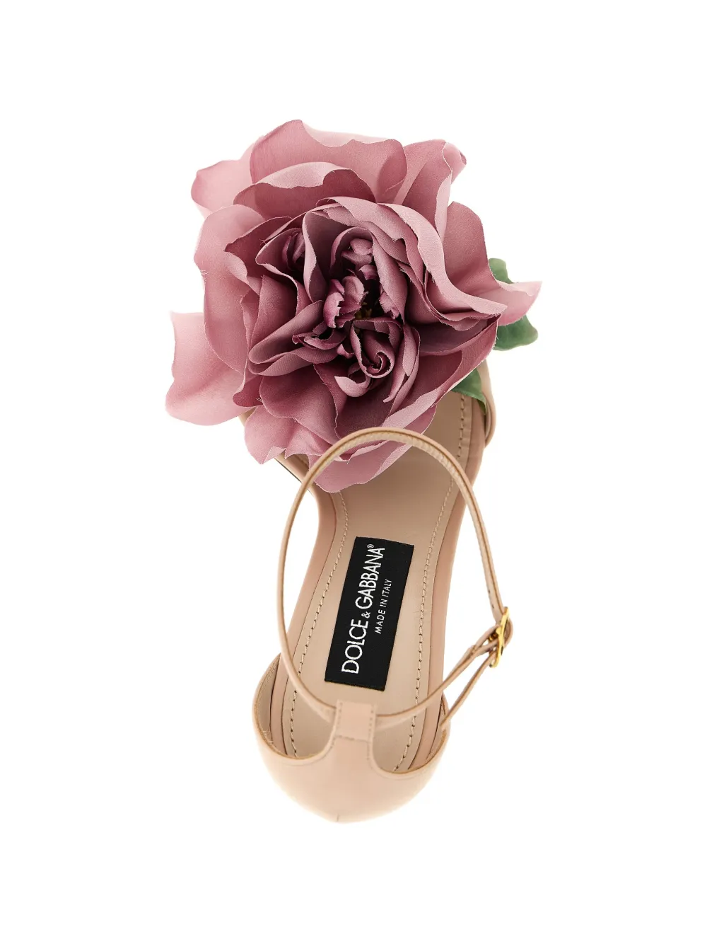 Dolce & Gabbana Desirée flower-appliqué ankle-strap leather sandals Beige