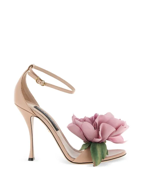 Dolce & Gabbana Desirée flower-appliqué ankle-strap leather sandals