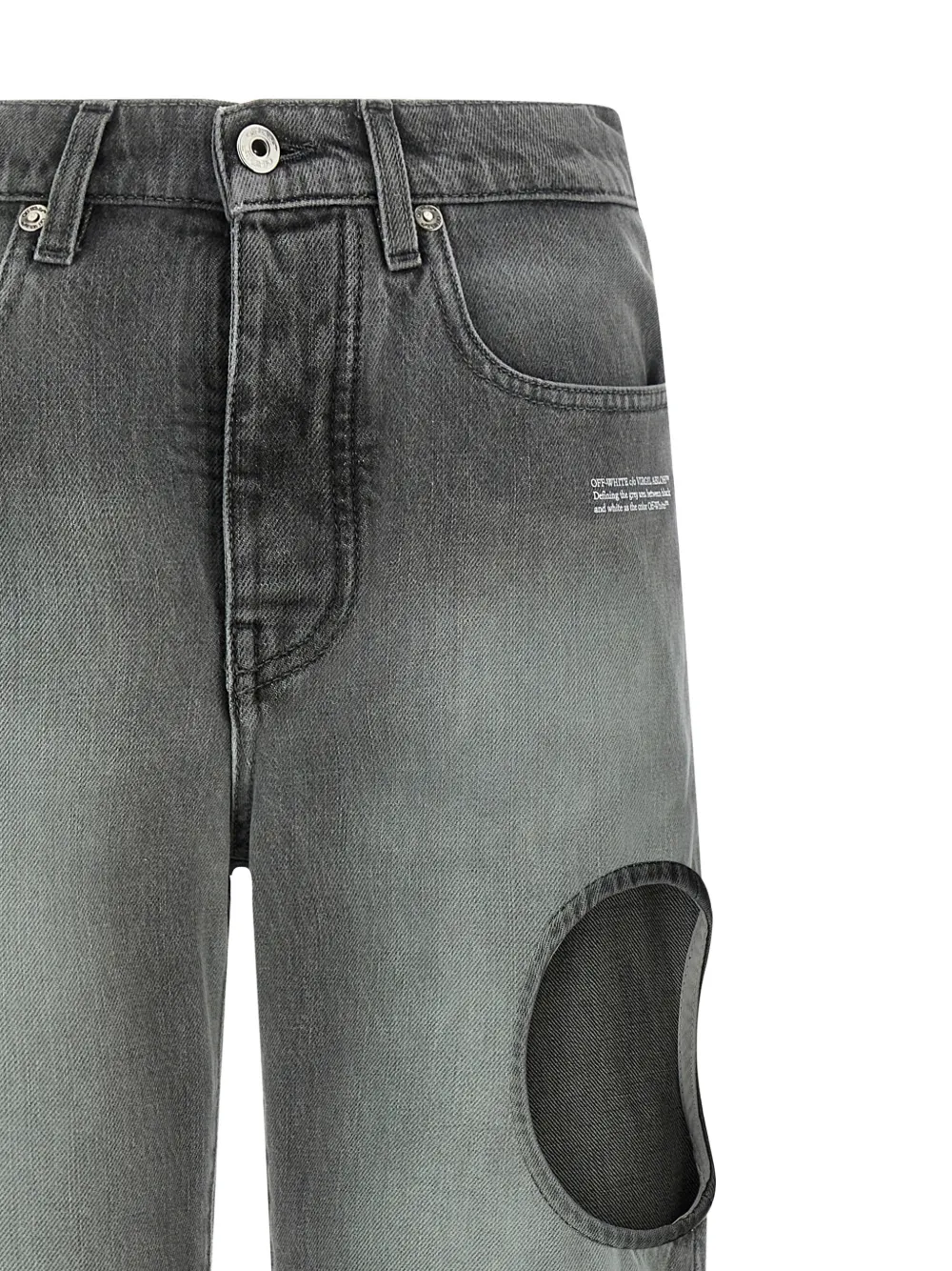  Off-white Cut-out Straight Jeans - Grey 