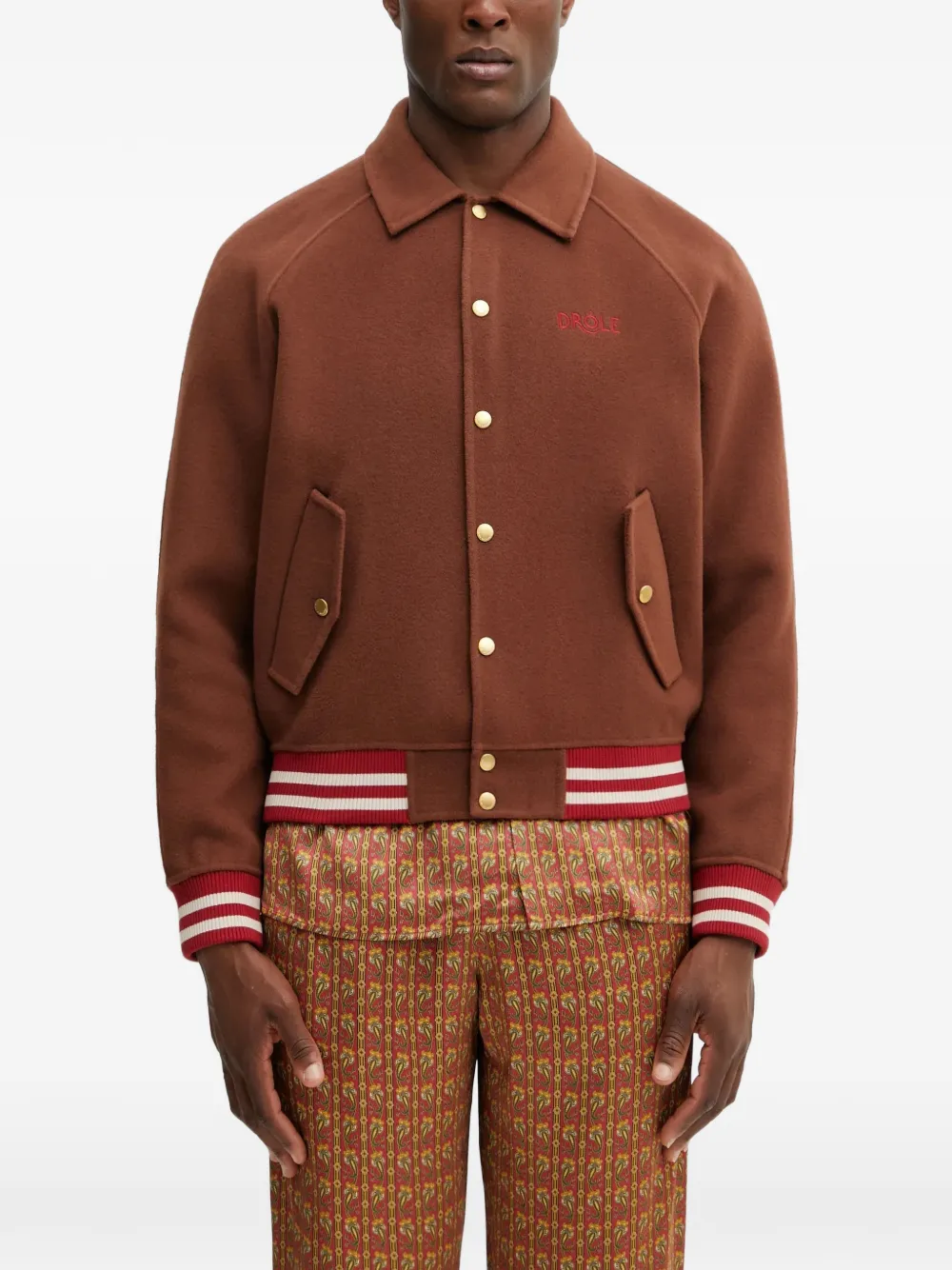 Drôle De Monsieur logo-embroidered bomber jacket - Braun