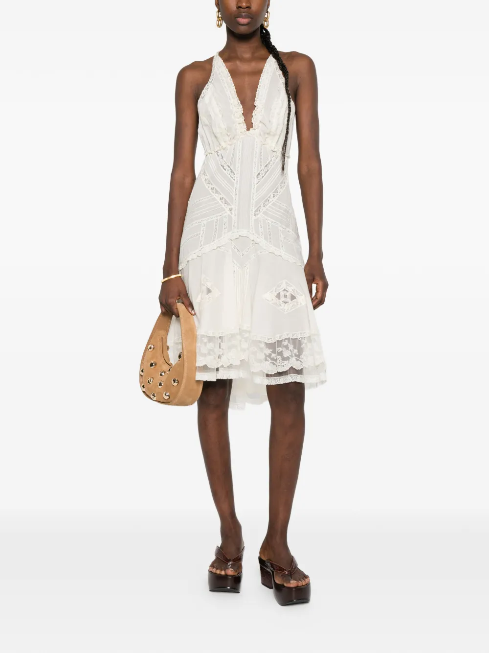 Ermanno Scervino Mini-jurk met kanten detail Beige