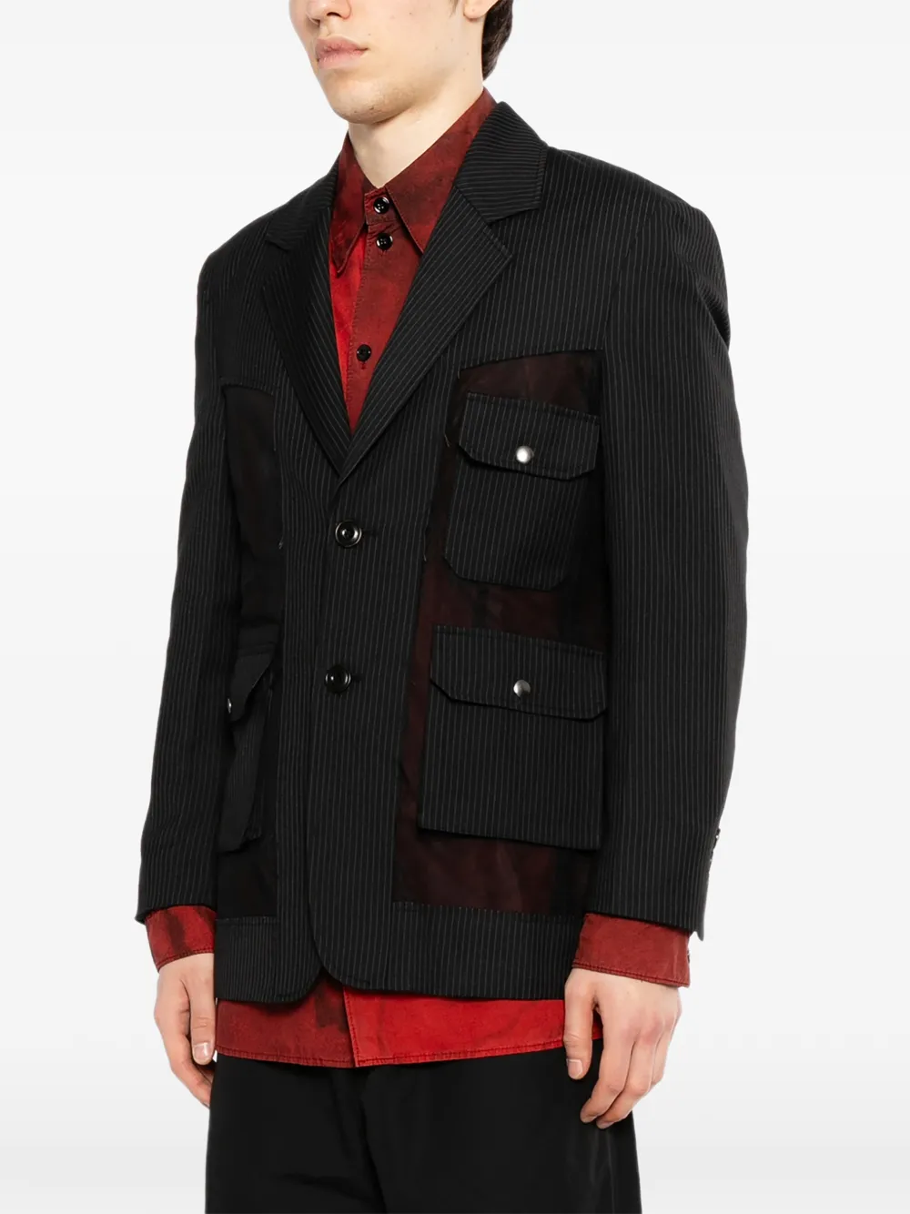  Andersson Bell Pinstripe Patch Pocket Jacket - Black 
