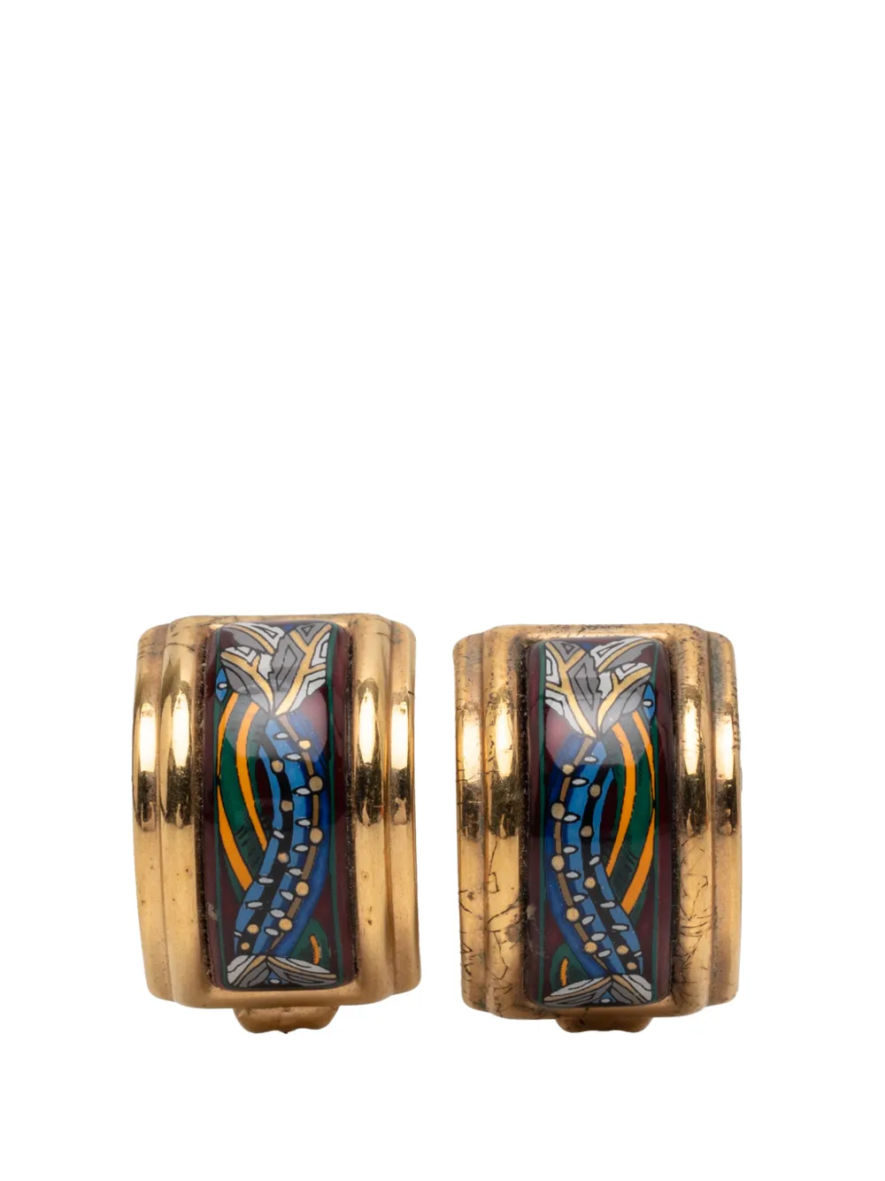 Hermès Pre-Owned 20th Century Enamel Cloisonne Clip On Earrings costume earrings - Blu