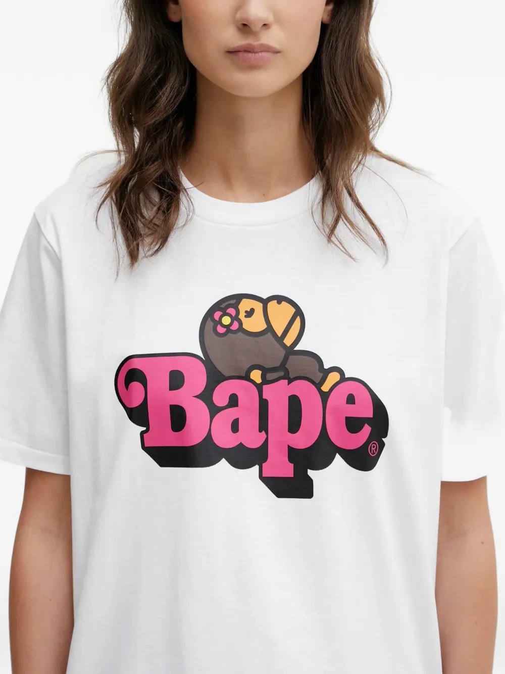 A BATHING APE T-shirt met logoprint Wit