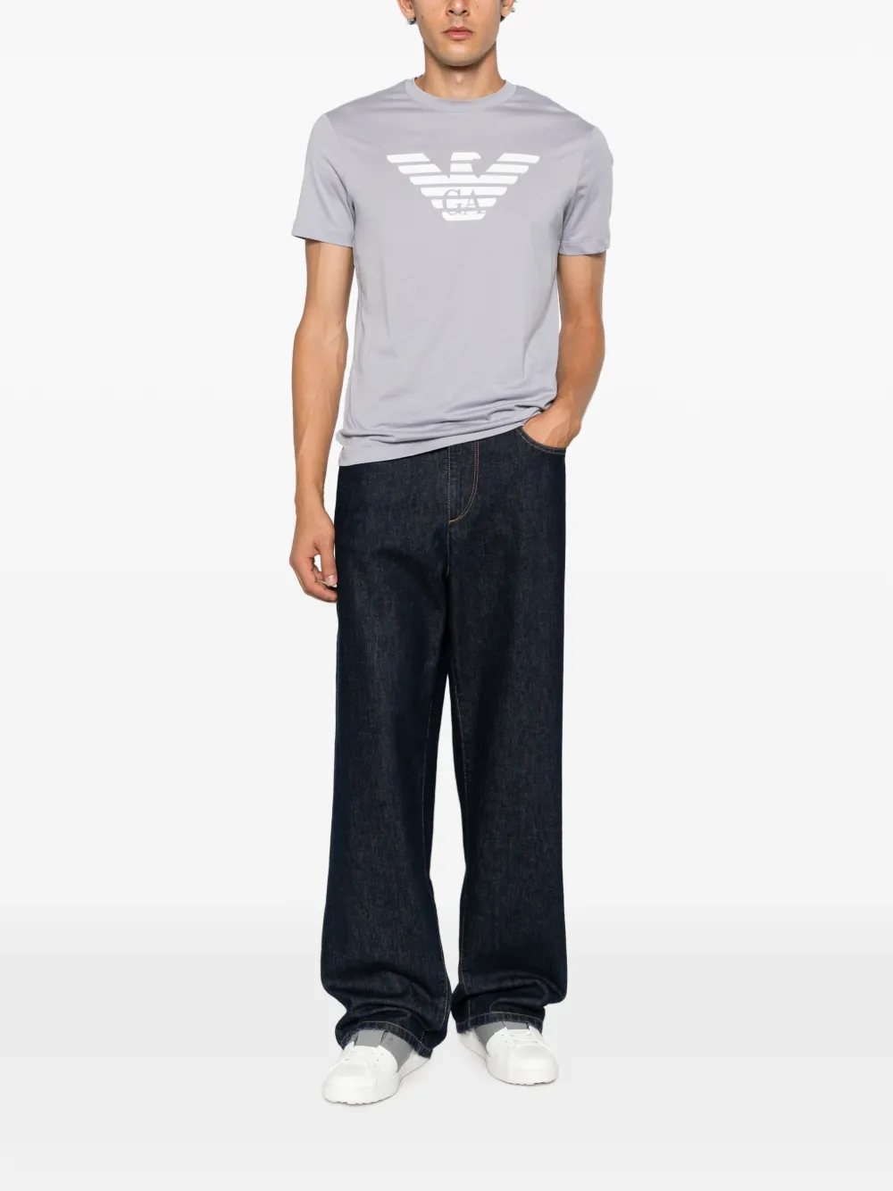 Emporio Armani T-shirt met logoprint Grijs