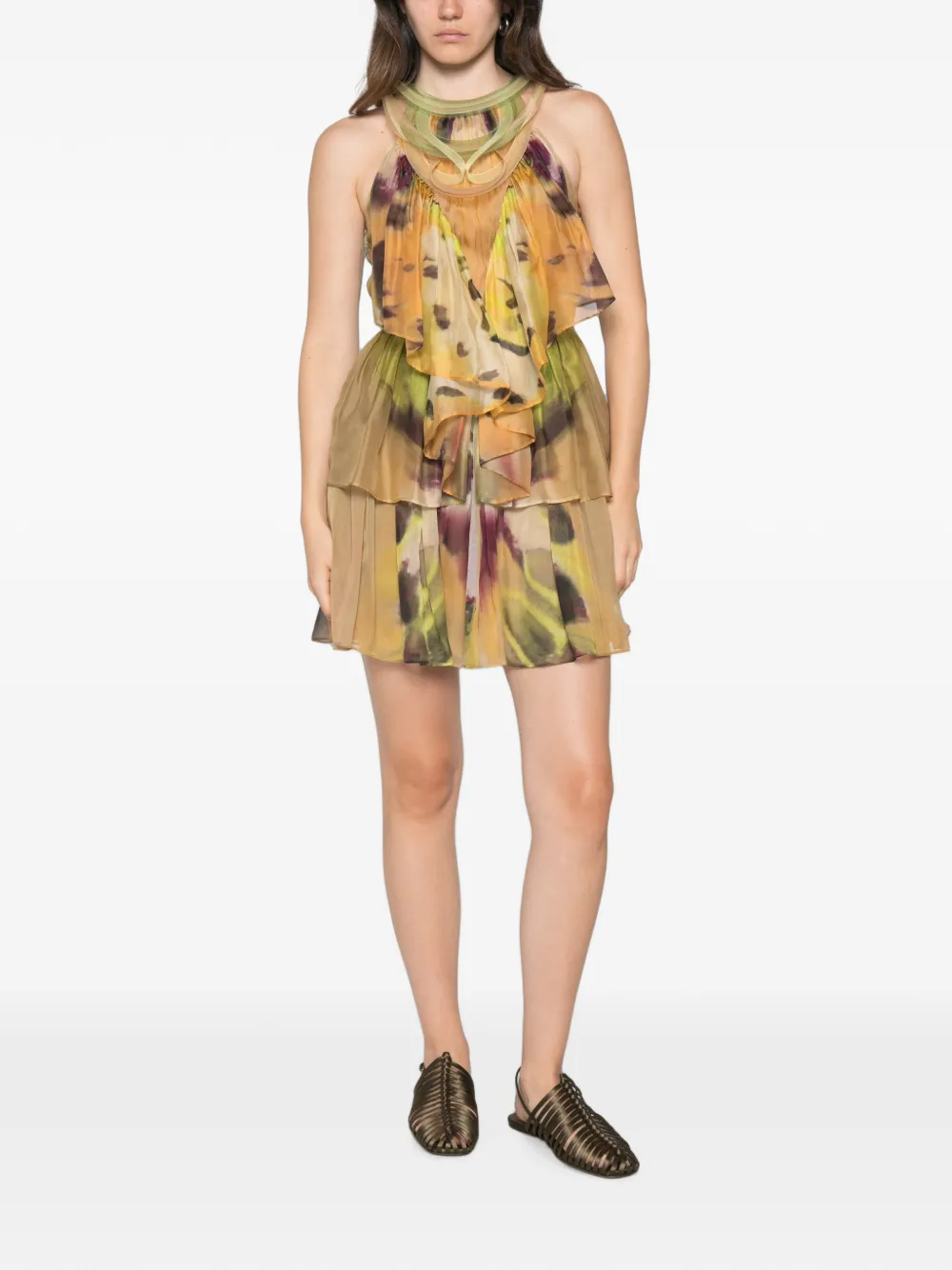 Alberta Ferretti Mini-jurk met abstracte print Groen