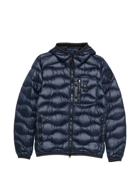 Blauer Gesteppte Kapuzenjacke