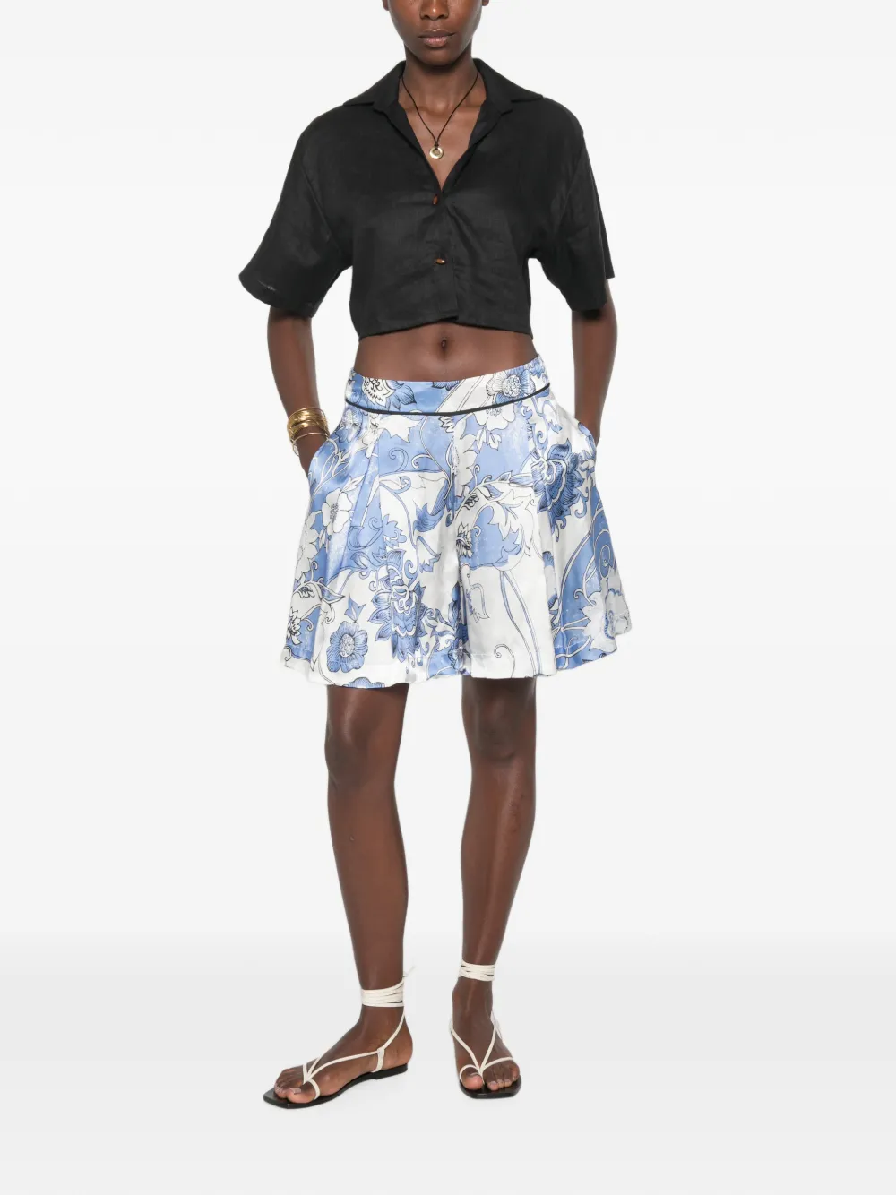 Jucca Geplooide shorts met bloemenprint Wit