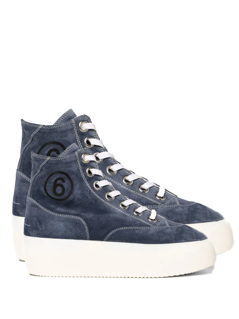 MM6 Maison Margiela logo high-top sneakers - Blu