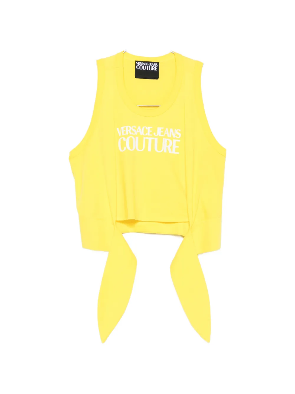 Versace Jeans Couture logo-print draped-detail top - Giallo