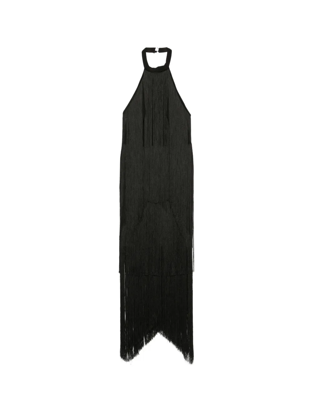 ALESSANDRO LEGORA fringe-trimmed halter-neck midi dress - Nero