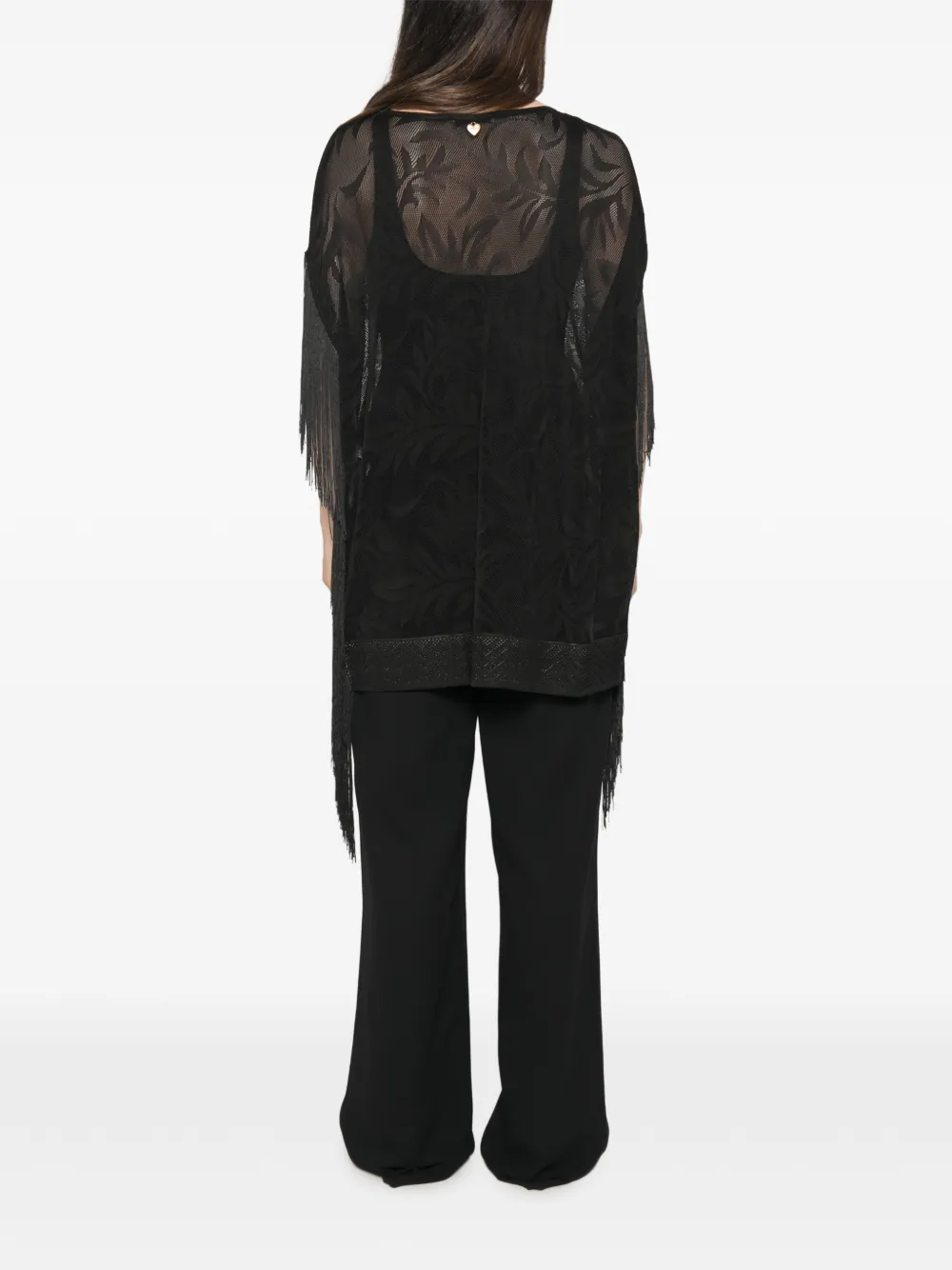 TWINSET Gebreide trui met franje afwerking en jacquard Zwart