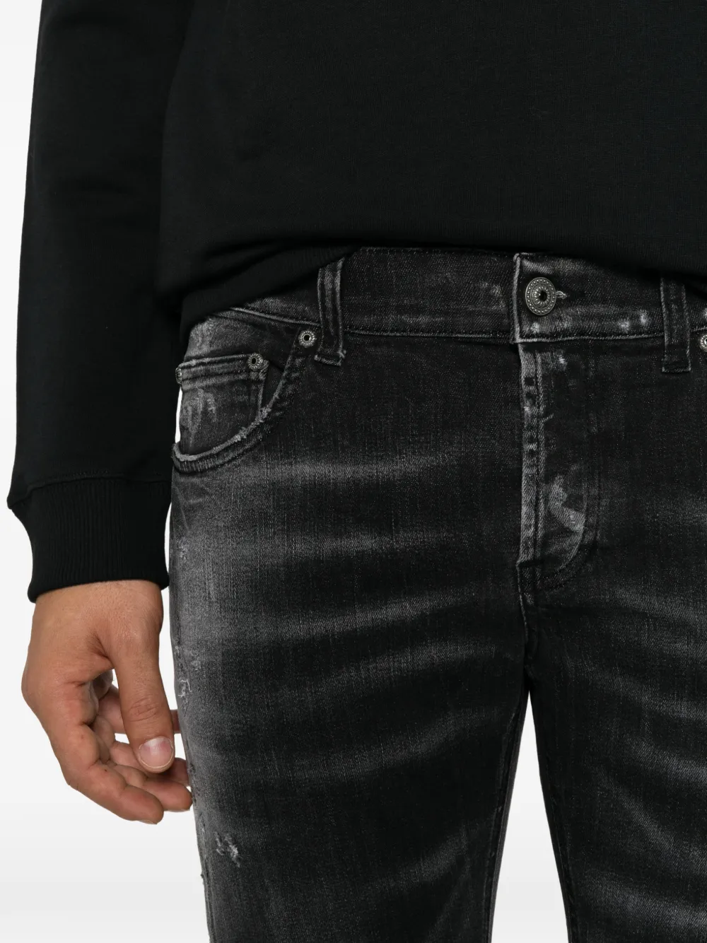 DONDUP Gerafelde jeans met vervaagd effect Zwart
